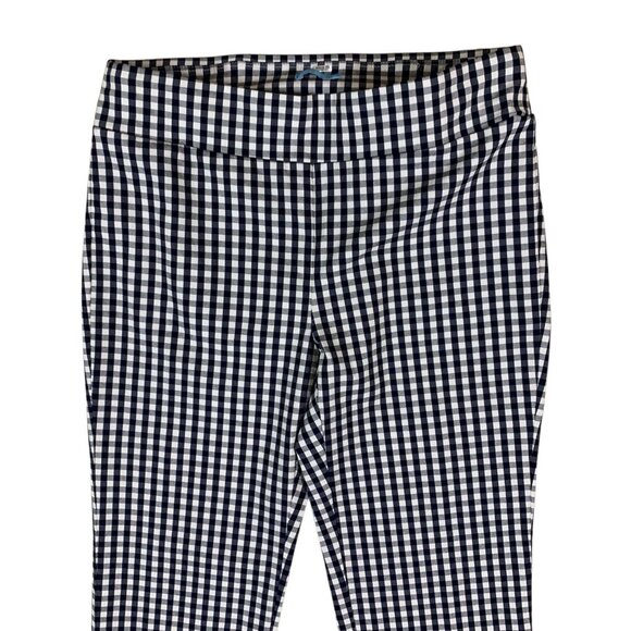 J McLaughlin Navy Gingham Skinny Pants 10 Preppy Stretch Slim Fit Checkered - Picture 2 of 5